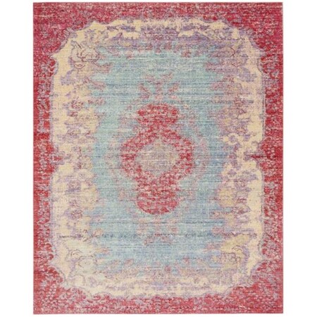 Safavieh 9 x 13 ft. Windsor Power Loomed Large Rectangle Area Rug Light Blue & Fuchsia WDS305A-913